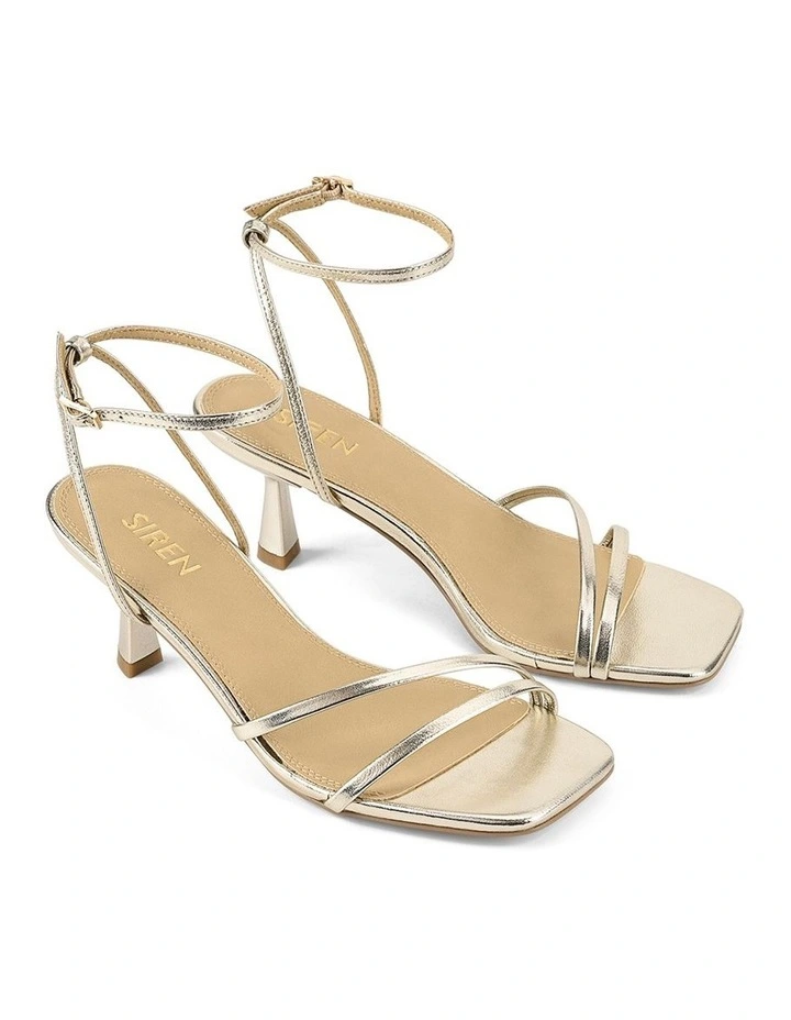 Saffron Strappy Heels in Gold Metallic image 3