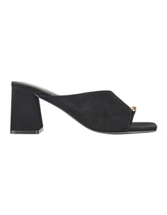 Stanton Block Heel Mules in Black Suede