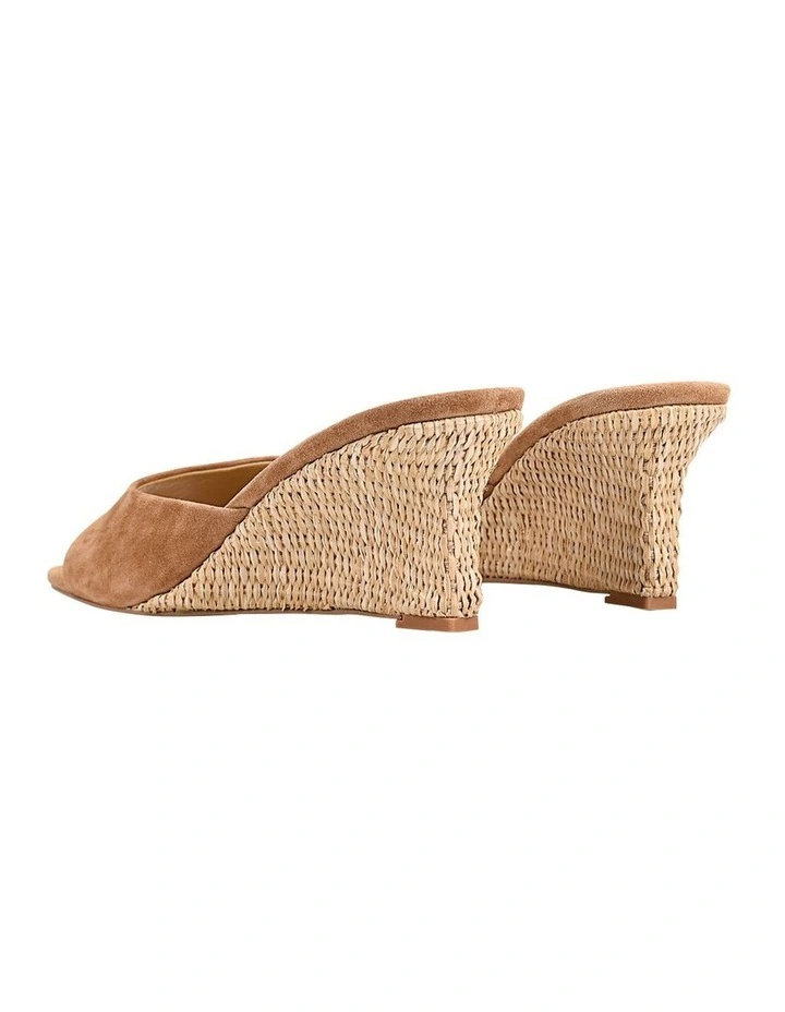 Aurora Mule Wedges in Natural Raffia/Camel Suede image 4