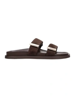 Lance Footbed Slides in Chocolate Suede