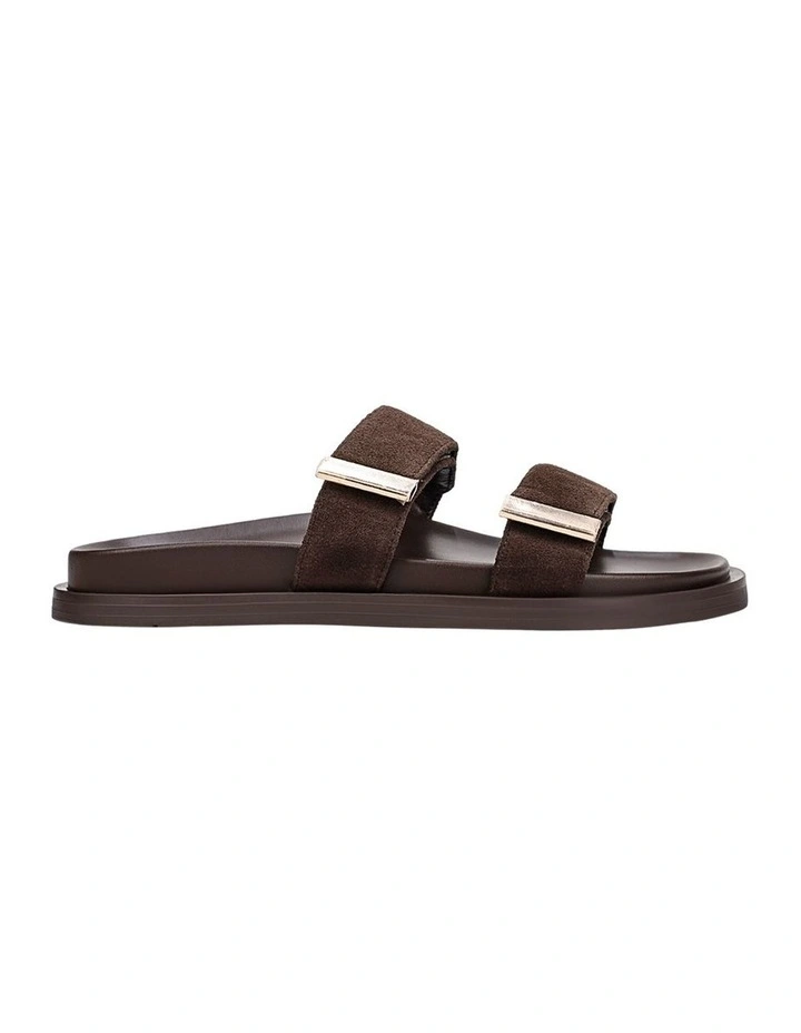 Lance Footbed Slides in Chocolate Suede image 1