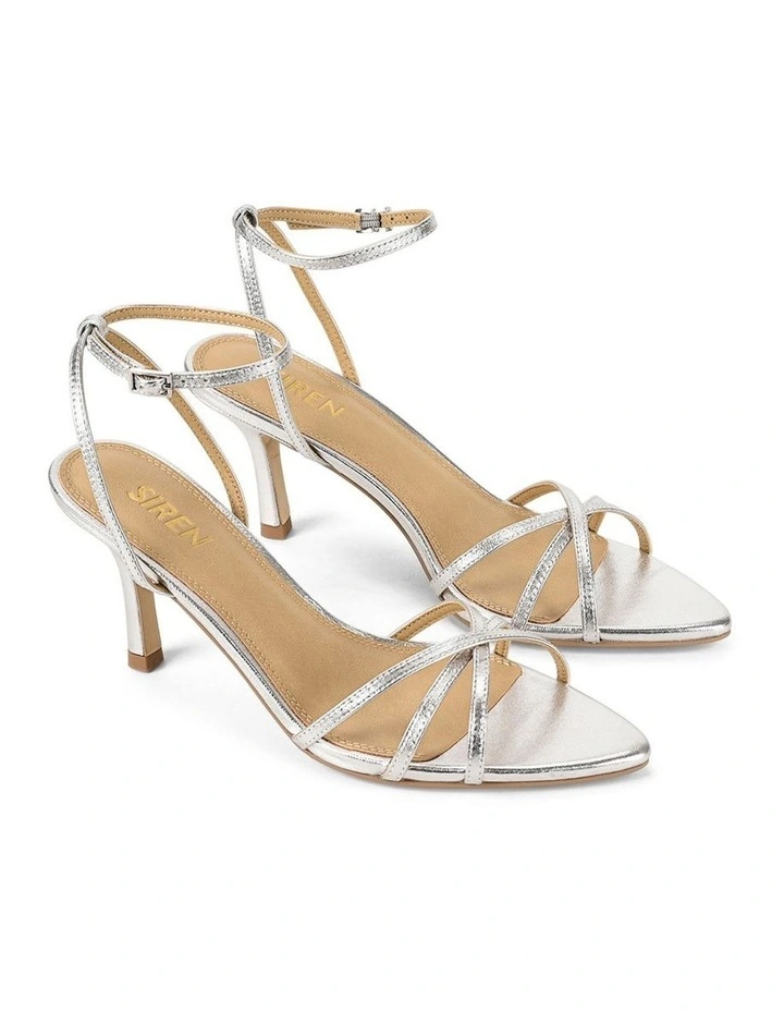 Madison Point Toe Strappy Heel in Silver image 3