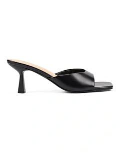 Sadie Heeled Mules in Black Vintage Leather