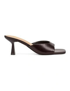 Sadie Heeled Mules in Chocolate Brown Vintage