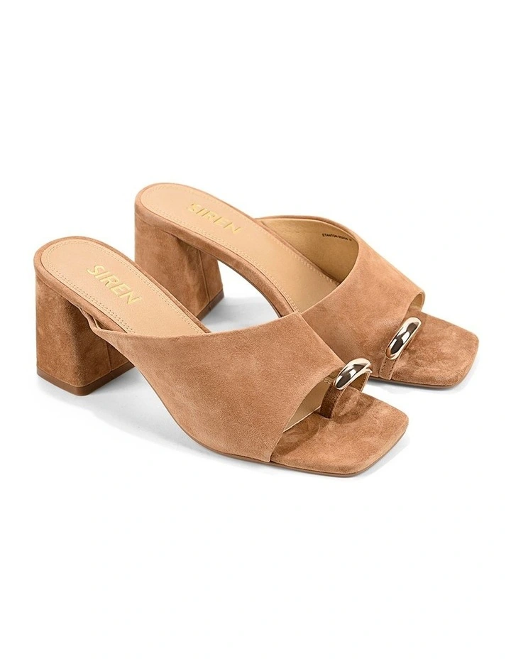 Stanton Block Heel Mules in Camel Tan Suede image 2
