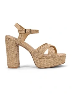 Hannah Platform Sandals in Natural Raffia