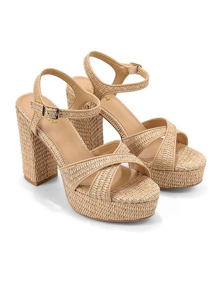 Hannah Platform Sandals in Natural Raffia image 3