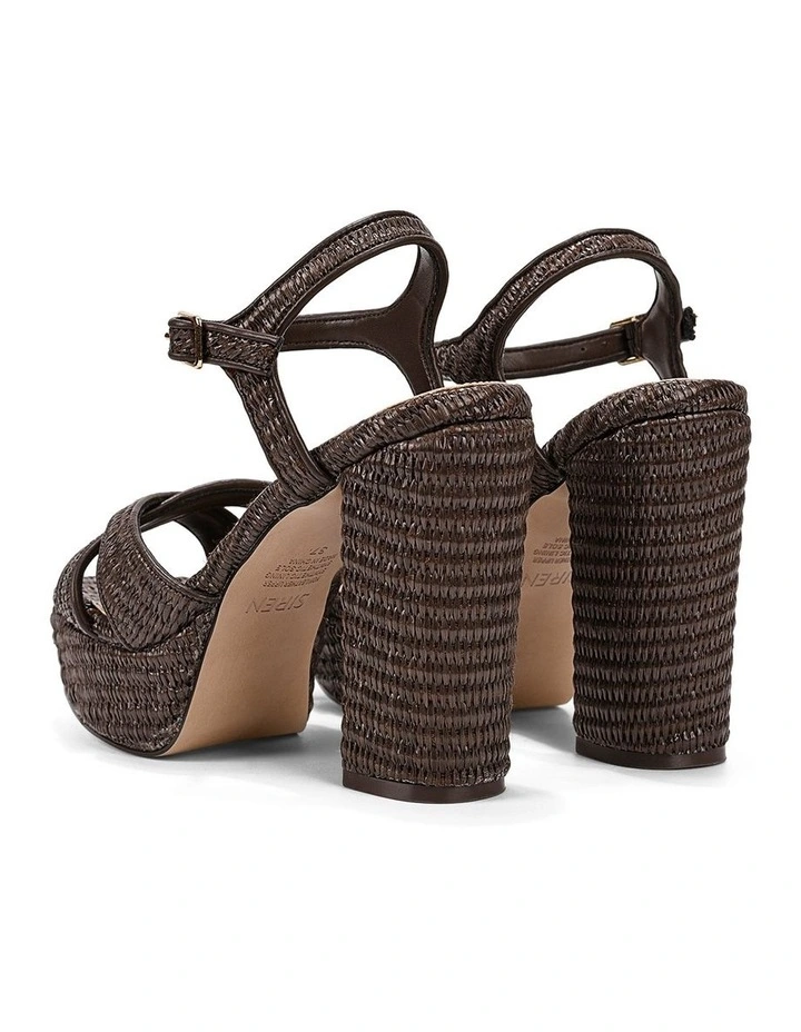 Hannah Platform Sandals in Chocolate Brown Raffia image 3