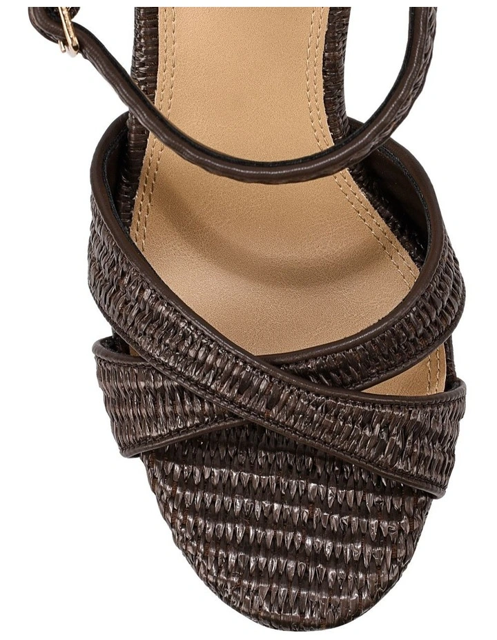 Hannah Platform Sandals in Chocolate Brown Raffia image 4