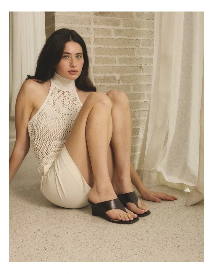 Aurelia Thong Wedges in Chocolate Brown Vintage image 2