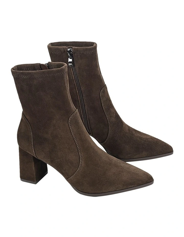 Hope Ankle Boots in Chocolate Brown Suede image 2