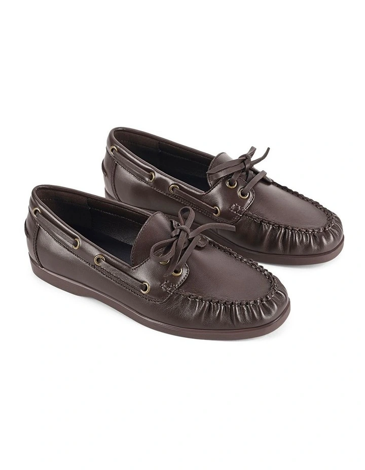 Paloma Boat Shoes in Chocolate Brown image 2
