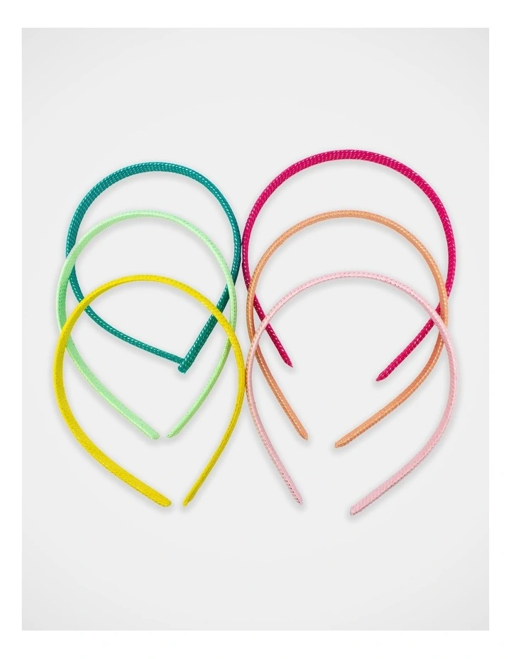 Rainbow Alicebands Pack of 6 in Multi image 1