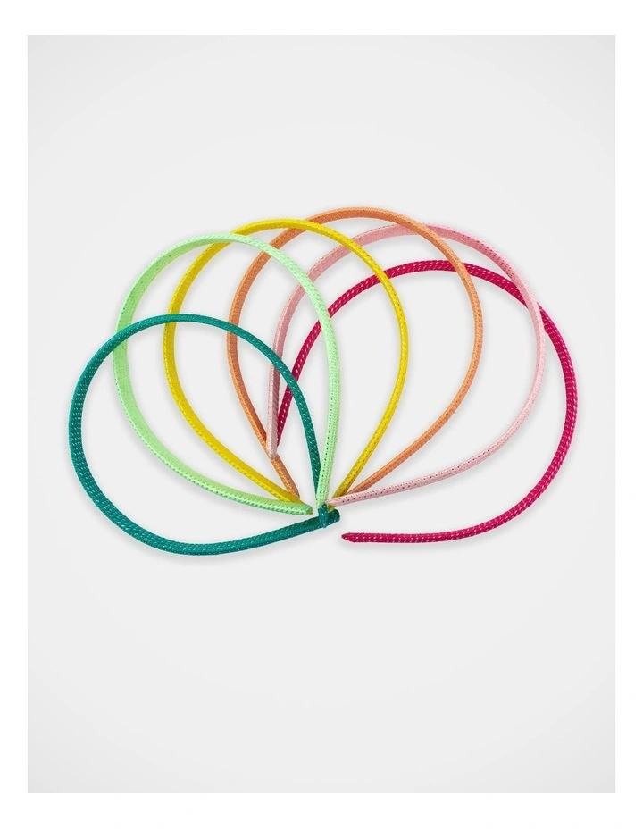 Rainbow Alicebands Pack of 6 in Multi image 3