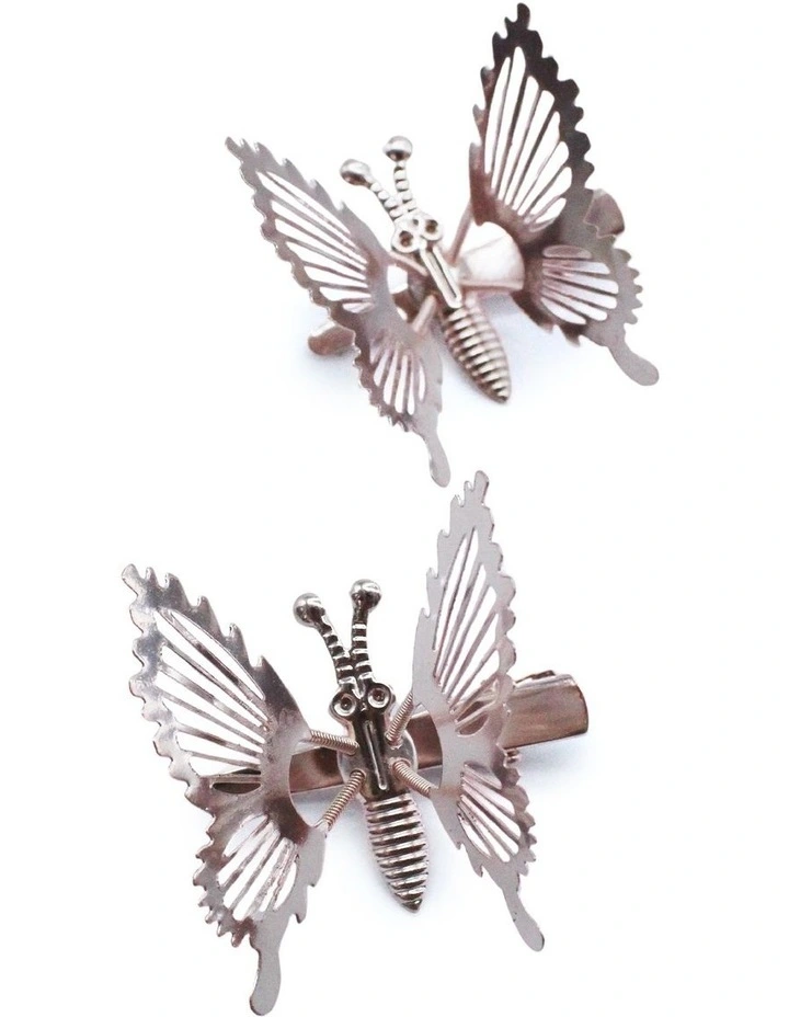 Sparkly Butterfly Hair Clip 2 Pack in Gold image 1