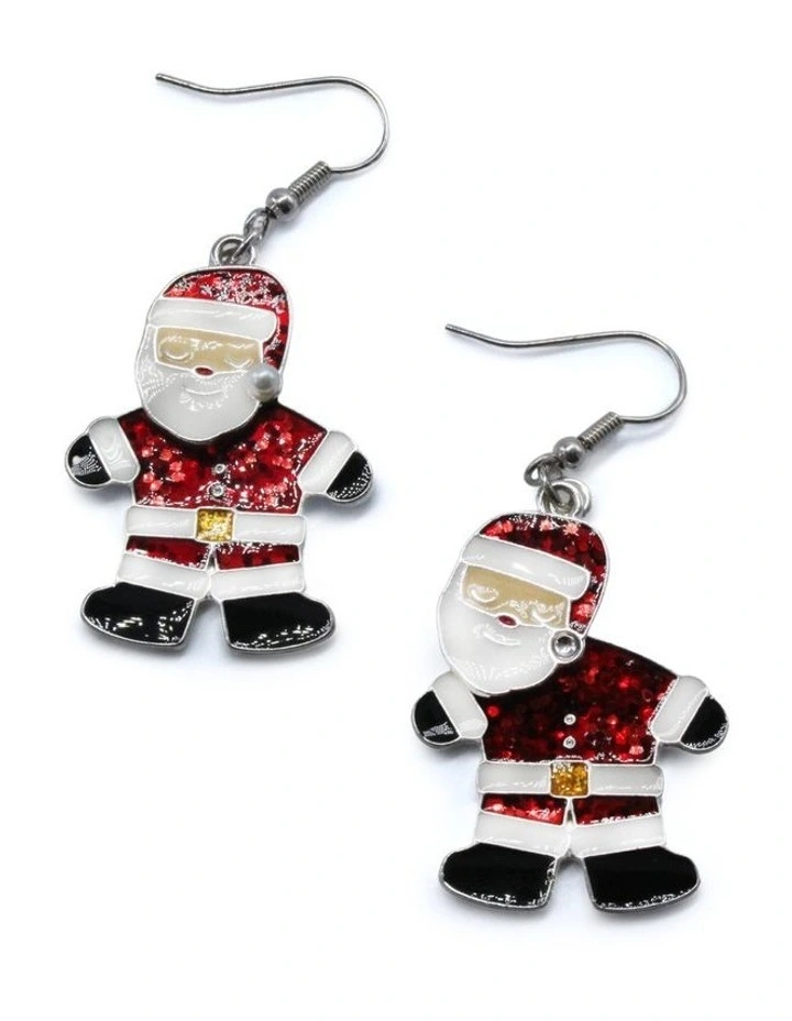 Christmas Santa Drop Earrings in Multi image 1