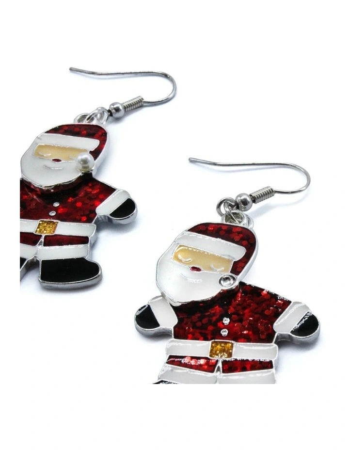 Christmas Santa Drop Earrings in Multi image 2