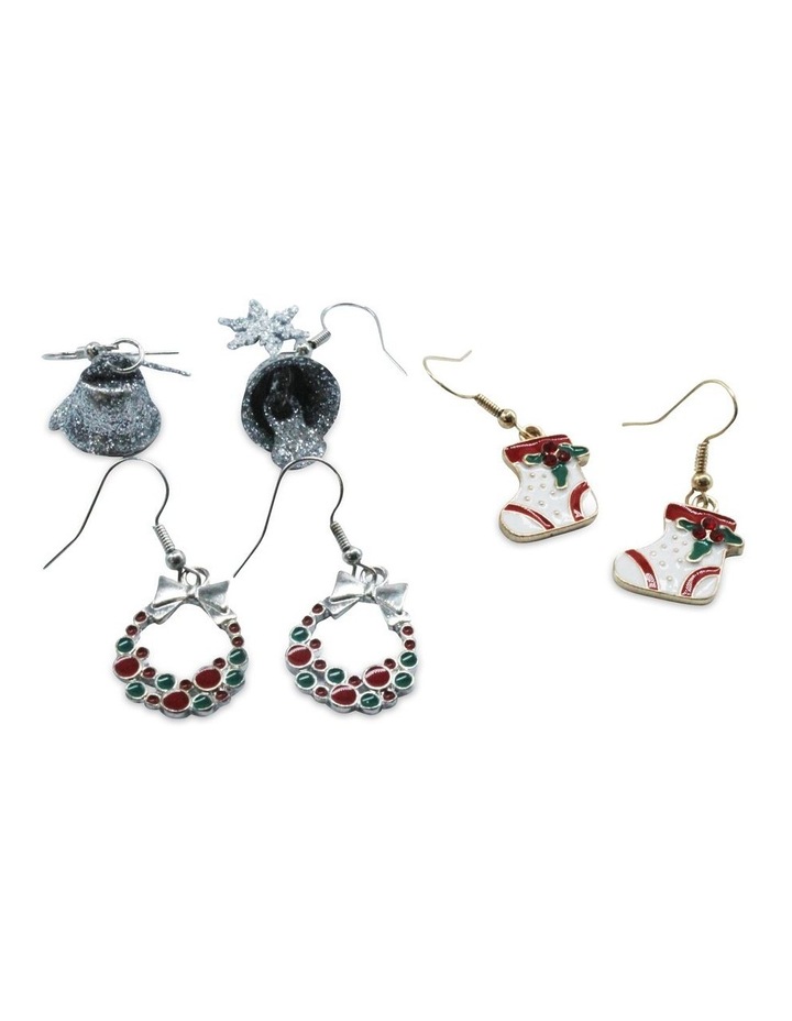 Christmas Wreath Earrings 3 Pack Assorted