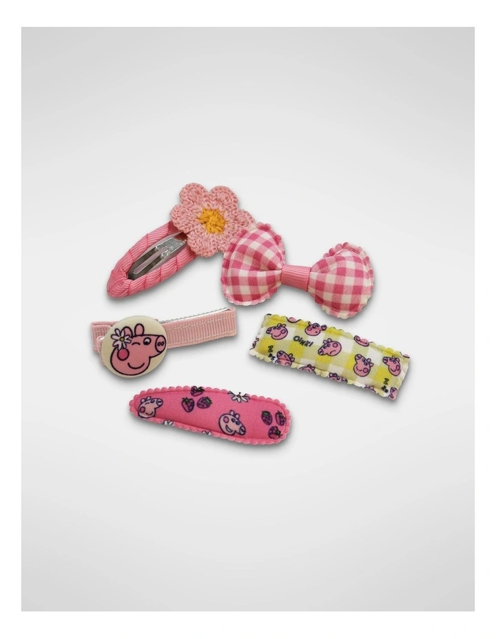 Fabric Hairclips 5 Pack in Multi image 2