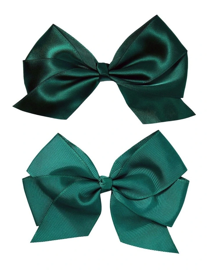 Bow Hairclip 2 Pack in Green image 2
