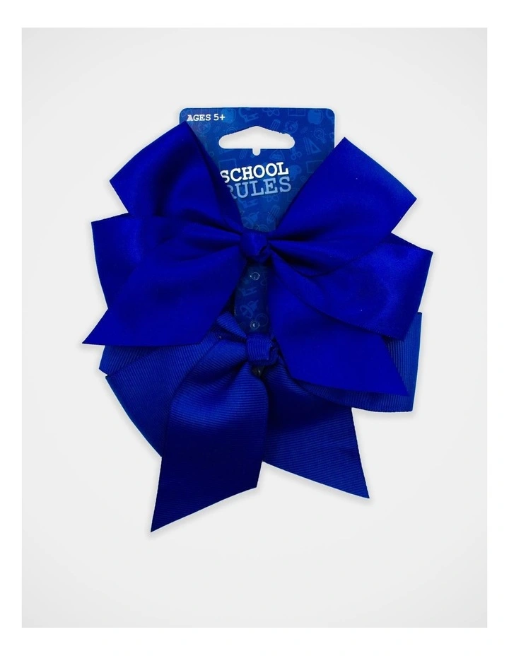 School Big Bow Hairclip 2Pk in Royal Blue image 2