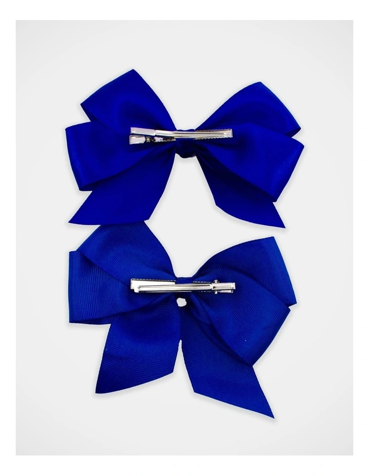 School Big Bow Hairclip 2Pk in Royal Blue image 4