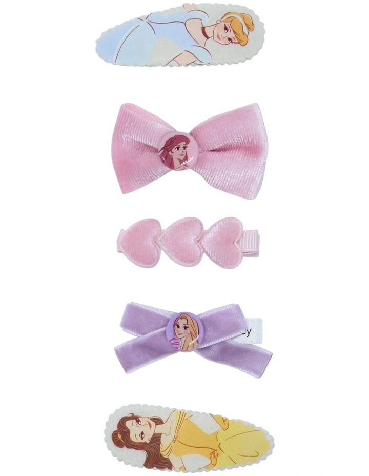 Princess Velvet Hairclip 5 Pack in Multi image 1