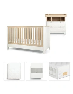 Harwell Toddler Bed 5 Piece Set in White/Natural