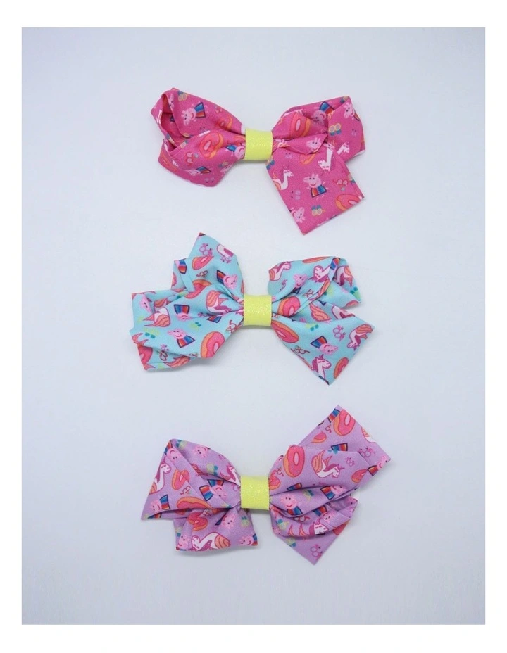 Bow Hair Clips 3 Pack in Multi image 2