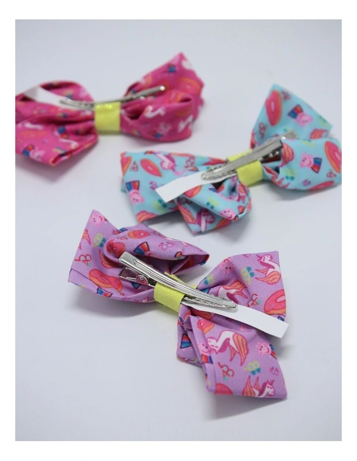 Bow Hair Clips 3 Pack in Multi image 3