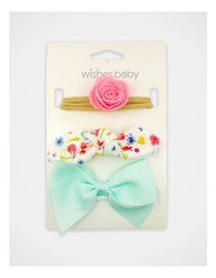 Floral Bow and Flower Hair Wrap 3 Pack