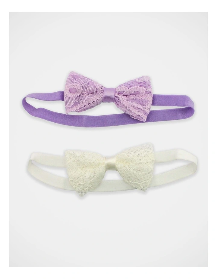 Lace Bow Hair Wrap 2 Pack in Lilac/White image 1