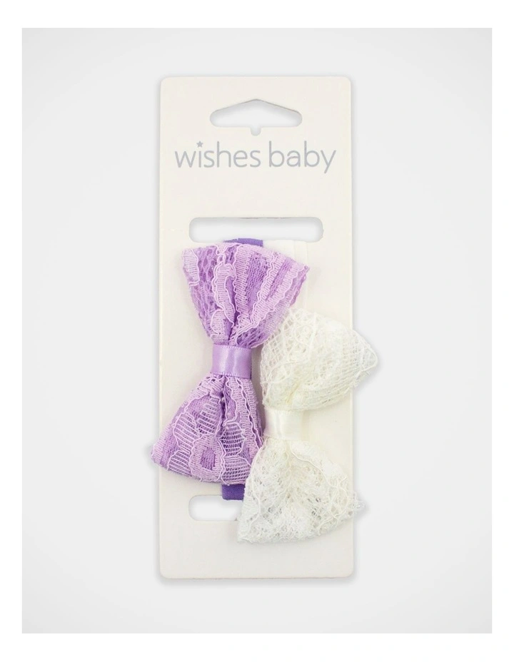 Lace Bow Hair Wrap 2 Pack in Lilac/White image 2