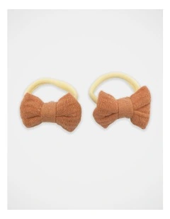 Bow Elastic Hairties 2 Pack in Neutral