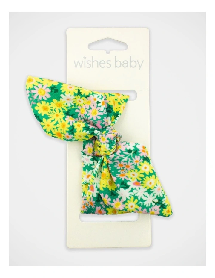 Floral Bow Hair Wrap in Green/Yellow image 2