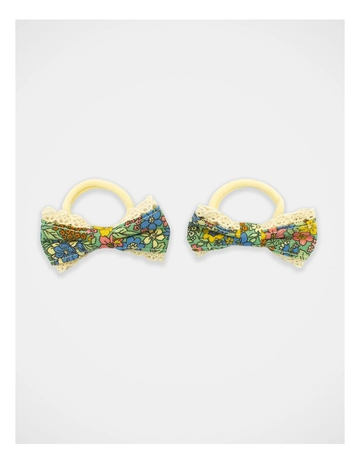 Floral Bow Hairtie 2 Pack in Multi image 1
