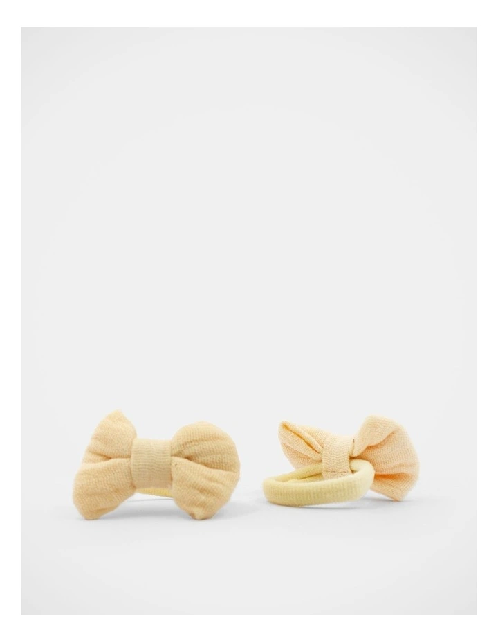 Bow Elastic Hairties 2 Pack in Cream image 2