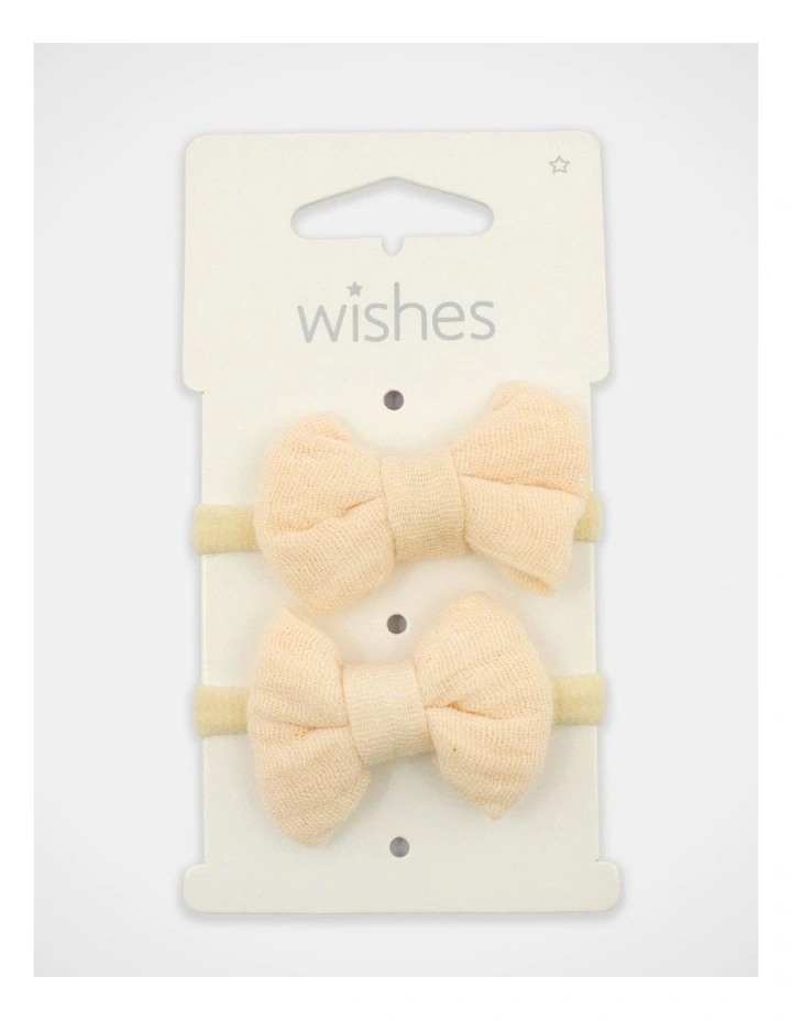 Bow Elastic Hairties 2 Pack in Cream image 3