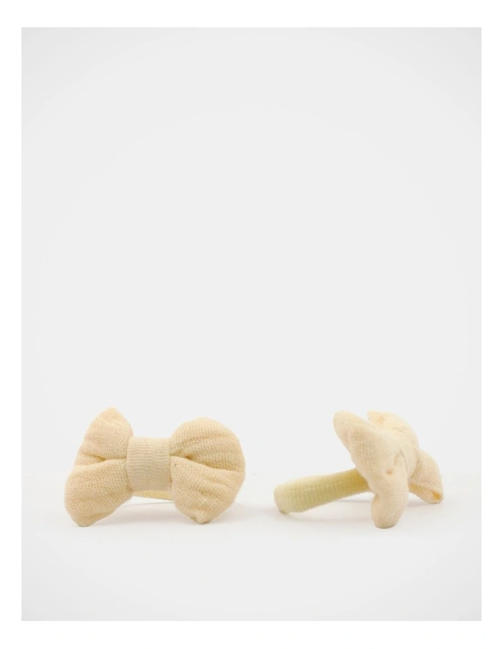 Bow Elastic Hairties 2 Pack in Cream image 4