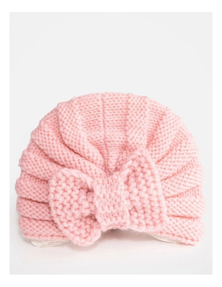 Wishes Baby Pink Knitted Bow Beanie image 1