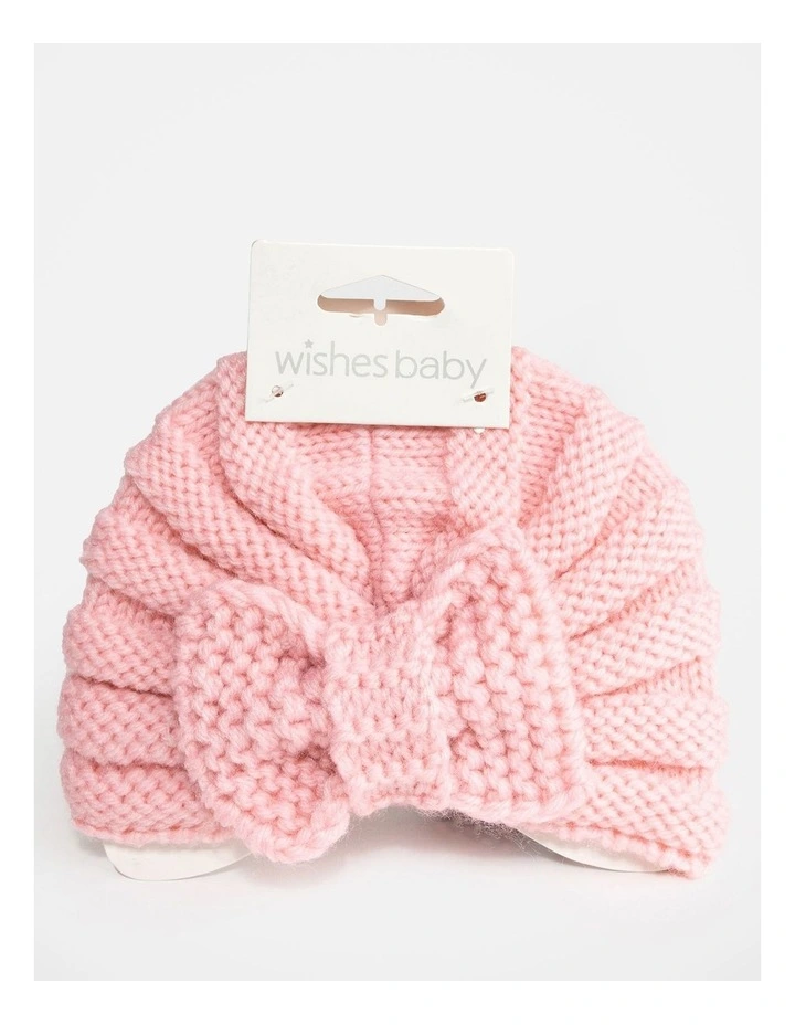 Wishes Baby Pink Knitted Bow Beanie image 3