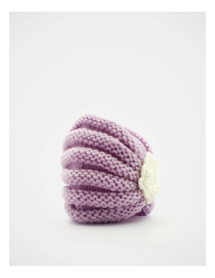 Knitted Flower Turban  in Purple image 3