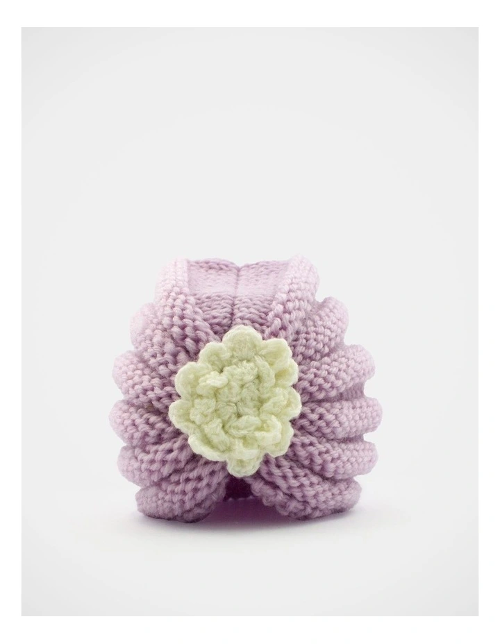 Knitted Flower Turban  in Purple image 4