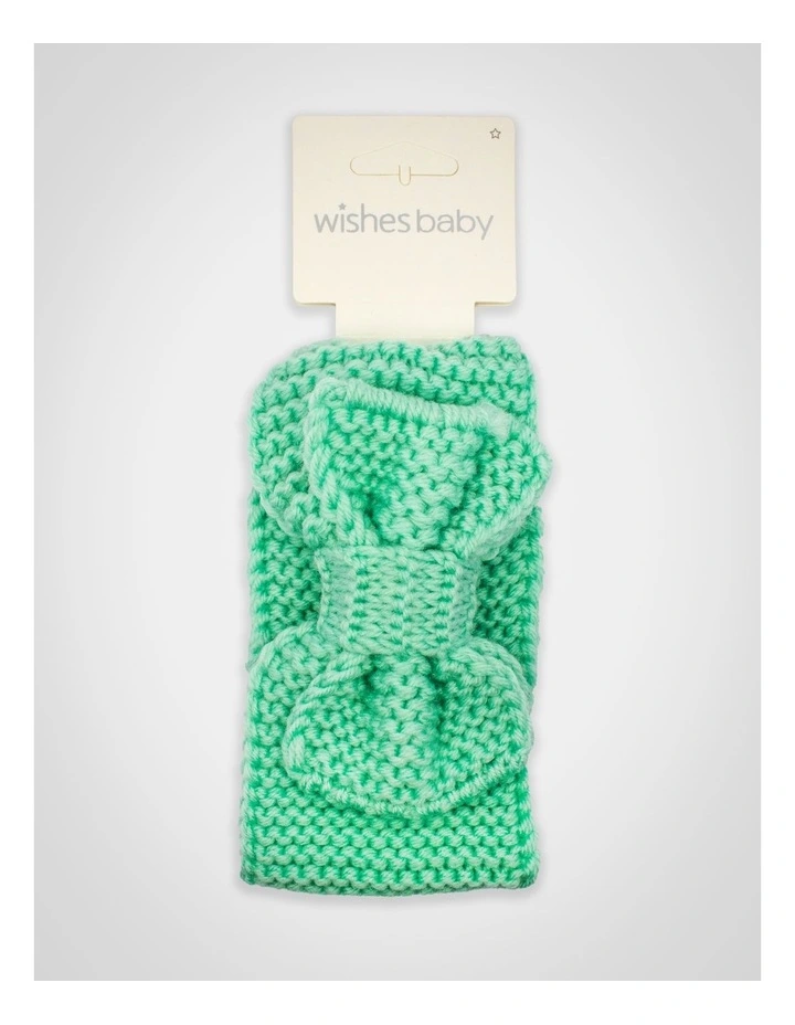 Baby Bow Knit Hair Wrap in Mint Green image 1