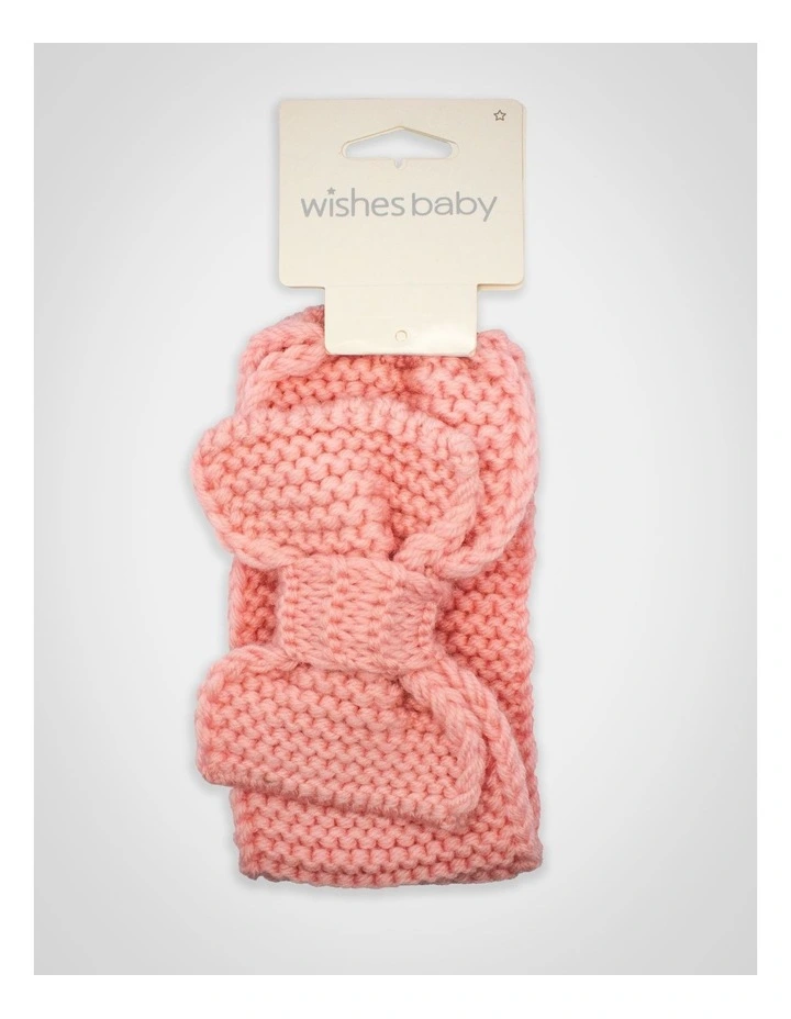 Baby Bow Knit Hair Wrap in Pink image 1