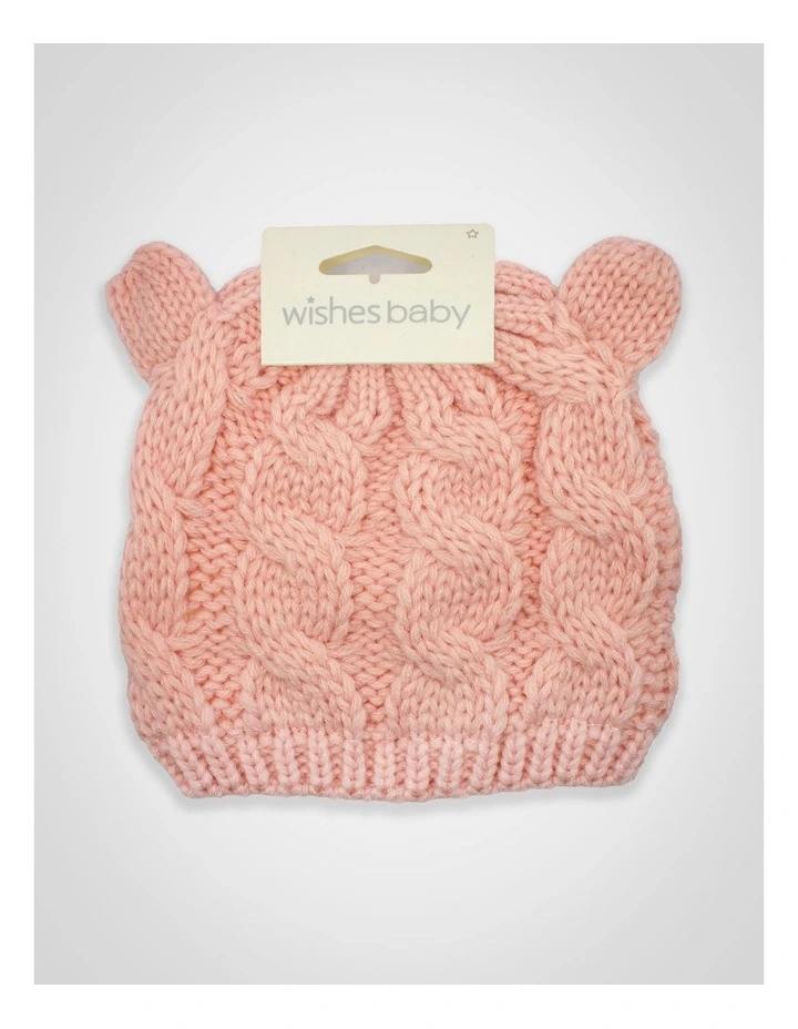 Cable Knit Teddy Bear Turban in Pink image 1