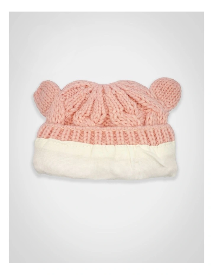 Cable Knit Teddy Bear Turban in Pink image 3