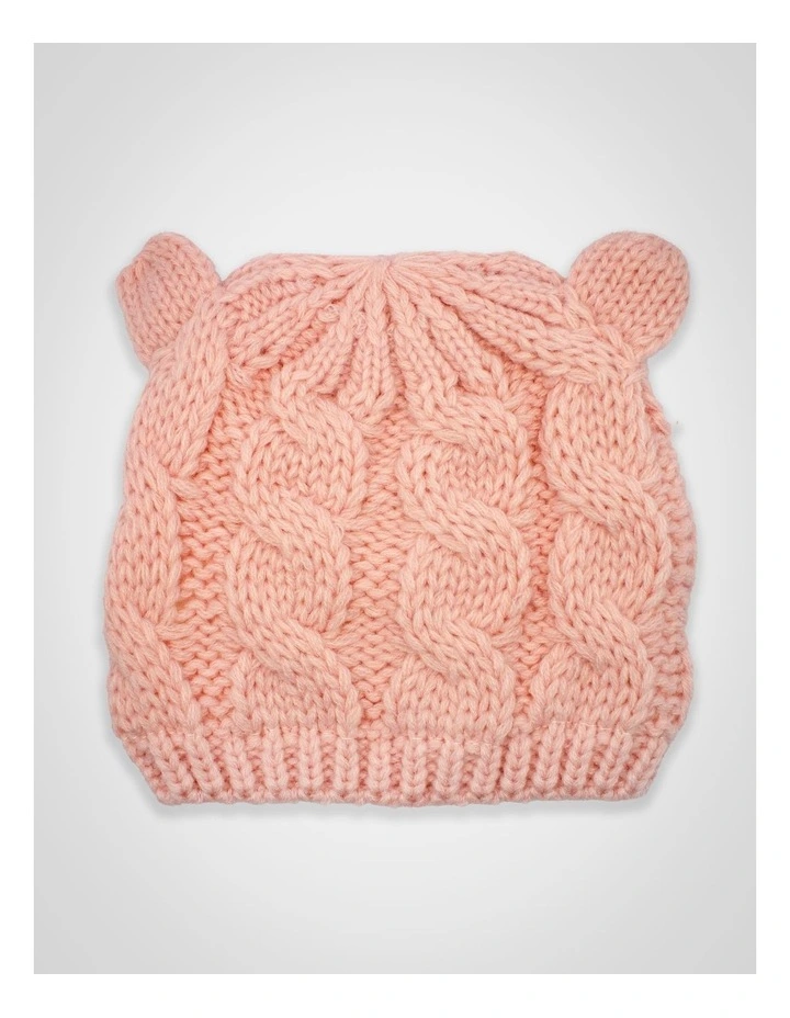 Cable Knit Teddy Bear Turban in Pink image 4