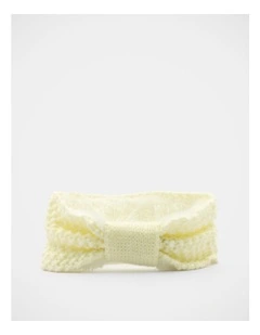 Fleece Lined Knit Hair Wrap in Cream