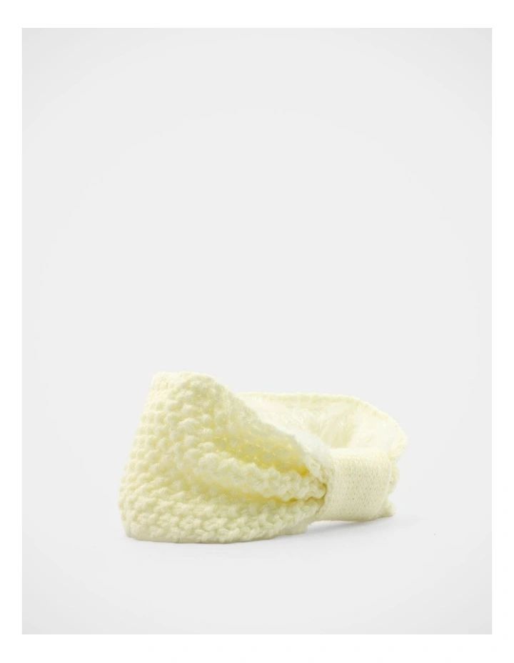 Fleece Lined Knit Hair Wrap in Cream image 2